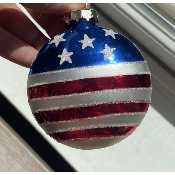 Vintage Lubeck Blown Glass Ornaments Patriotic Red White Blue Stars - Picture 4 of 7